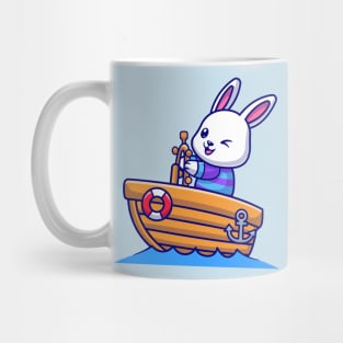 Cute Rabbit Riding Boat Cartoon Mug